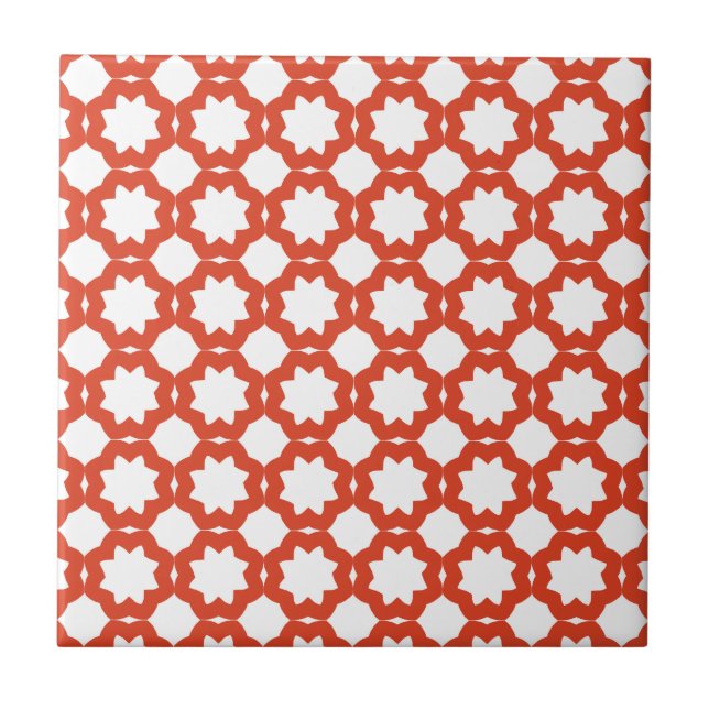 Elegant Tangerine Tango Stars Pattern Tile (Front)