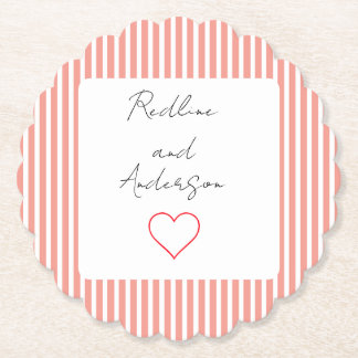 Elegant Tangerine Wedding Paper Coaster