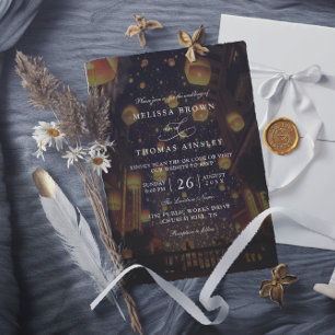 Elegant Tangled Lanterns Budget QR Code Wedding Invitation
