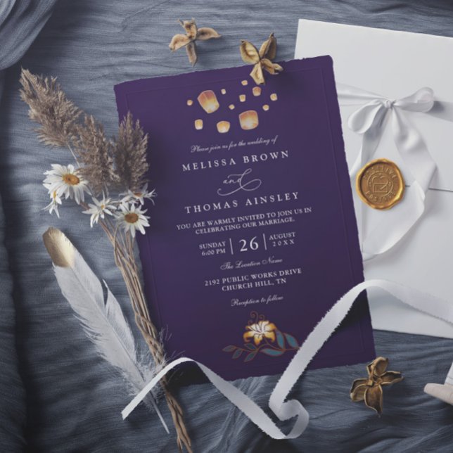 Elegant Tangled Lanterns Modern Chic Wedding Invitation (Creator Uploaded)