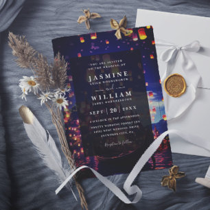 Elegant Tangled Lanterns Modern Chic Wedding Invitation