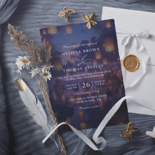 Elegant Tangled Lanterns Modern Chic Wedding Invitation