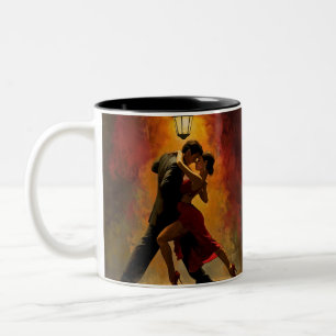 ✨Elegant Tango Couple Romantic Art Design Two-Tone Coffee Mug