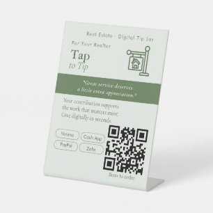 Elegant Tap to Tip QR Code Sign   Payments / Tips 