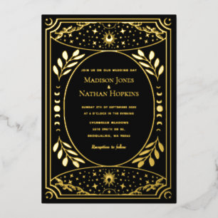 Élégant Tarot gothique Mariage Foil Invitation