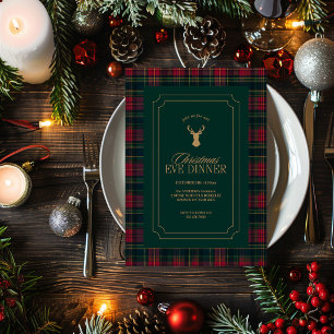 Elegant Tartan Plaid Christmas Party Invitation
