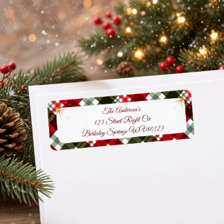 Élégant Tartan Plaid de Noël Adresse de Retour 