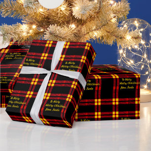 Elegant tartan plaid editable text Christmas. Wrapping Paper