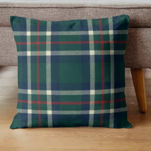 Elegant Tartan Plaid Green Preppy Christmas  Throw Pillow