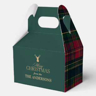 Elegant Tartan Plaid Merry Christmas Family Name Favor Box