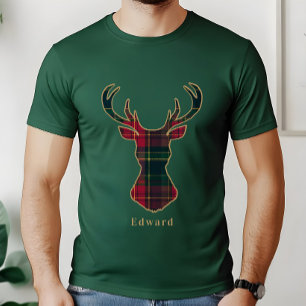 Elegant Tartan Plaid Merry Christmas Family Name T-Shirt