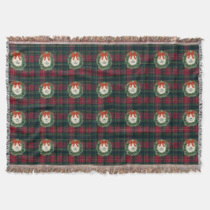 Elegant Tartan Plaid Merry Christmas Family Name Throw Blanket