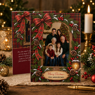 Elegant Tartan Plaid Photo Christmas   Holiday Card