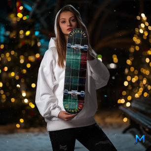 Elegant Tartan with Festive Green and Red Plaid Skateboard