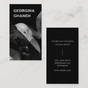 Elegant Tattoo Artist Back & White Photo Business Card