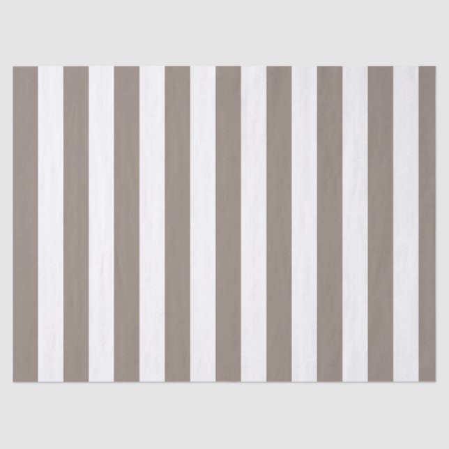 Elegant Taupe and White Striped Pattern Tissue Paper (Front)