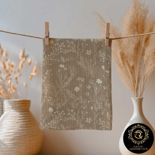 Elegant Taupe Brown Botanicals Kitchen Towel
