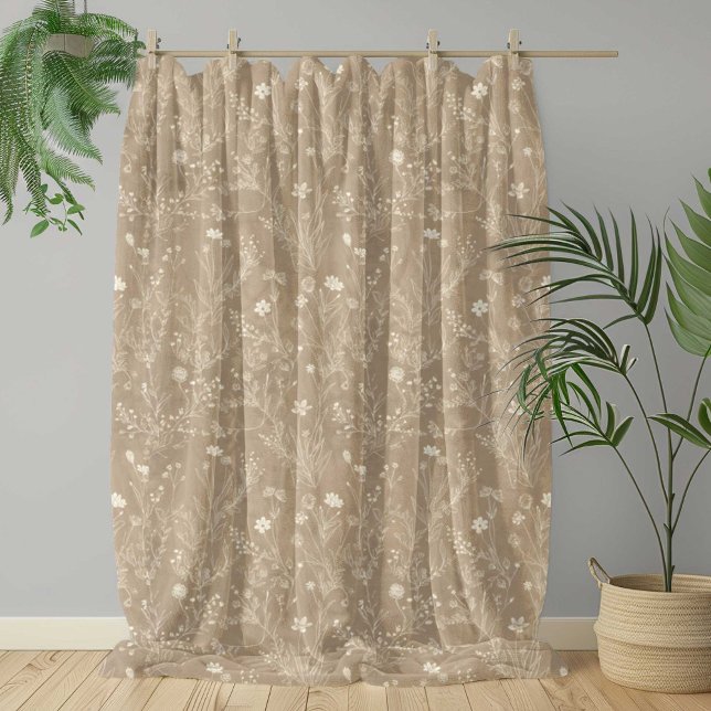 Elegant Taupe Brown Floral Fleece Blanket (Creator Uploaded)