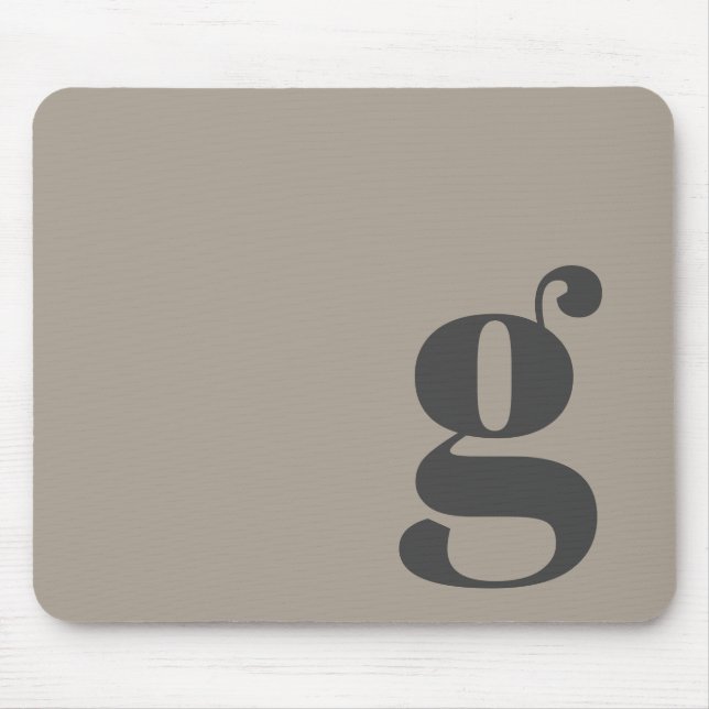 Elegant Taupe Brown Grey Minimalist Retro Monogram Mouse Pad (Front)