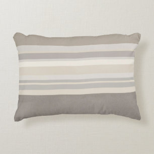 Elegant Taupe Cream and Grey striped farmhouse Accent Pillow