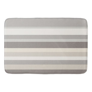 Elegant Taupe Cream and Grey striped farmhouse Bath Mat