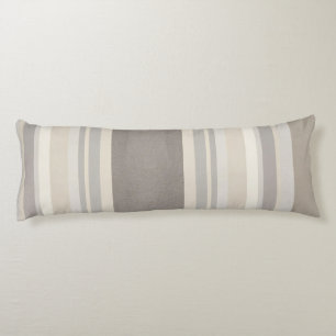 Elegant Taupe Cream and Grey striped farmhouse Body Pillow