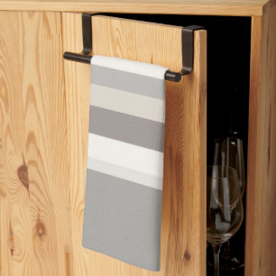 Elegant Taupe Cream and Grey striped farmhouse Kitchen Towel