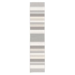 Elegant Taupe Cream and Grey striped farmhouse Short Table Runner