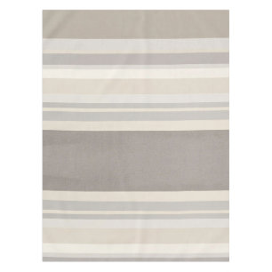 Elegant Taupe Cream and Grey striped farmhouse Tablecloth