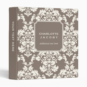 Elegant Taupe Damask Brocade Classeur professionne
