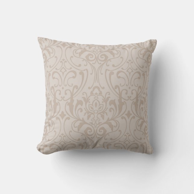 Elegant Taupe damask  design 3 Throw Pillow (Front)