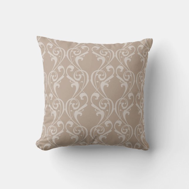 Elegant Taupe damask  design 4 Throw Pillow (Front)