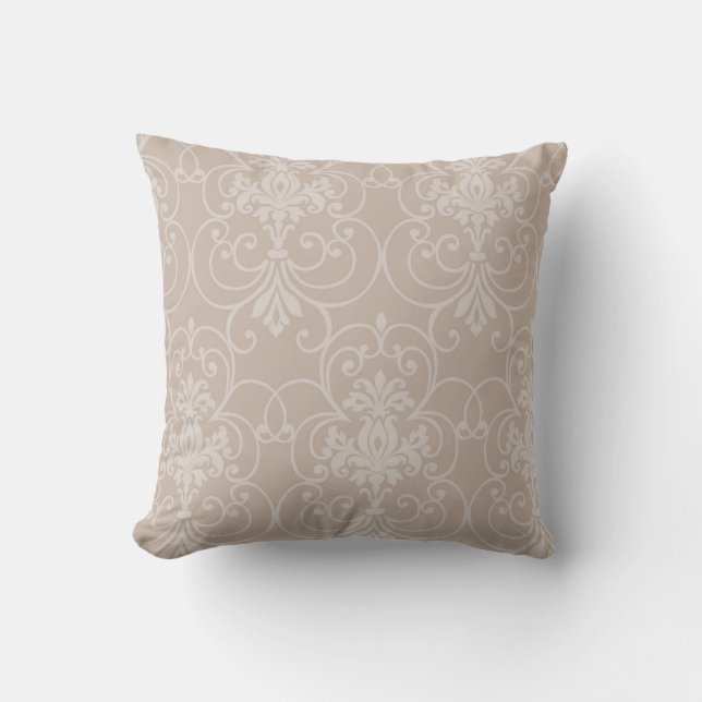Elegant Taupe damask design 8 Throw Pillow (Front)
