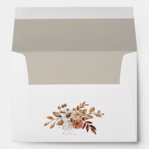 Elegant Taupe Fall Floral Leaves Return Address Envelope