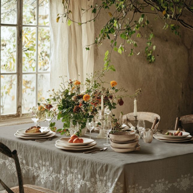 Elegant Taupe Floral  Tablecloth (Creator Uploaded)