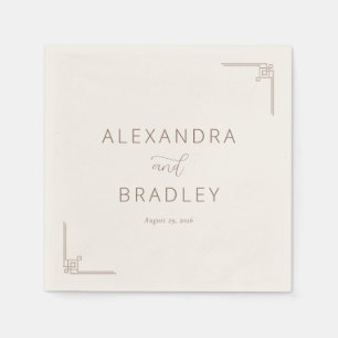 Elegant Taupe Geometric Accents Napkin