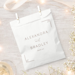 Elegant Taupe Geometric Calligraphy Favour Bag