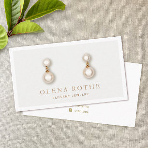 Elegant Taupe Grey Horizontal Stud Earring Display Business Card