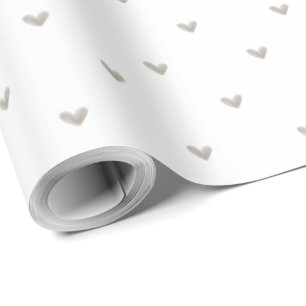 Elegant Taupe Heart Patterned Wrapping Paper