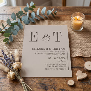 Elegant Taupe Minimalist Wedding  Invitation