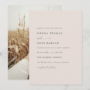Elegant Taupe Modern Minimal Script Photo Invitation