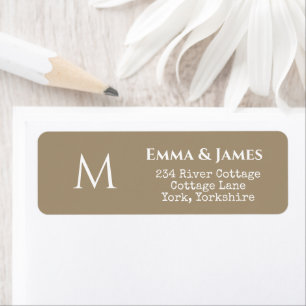 Elegant Taupe Monogram Mariage Adresse de retour