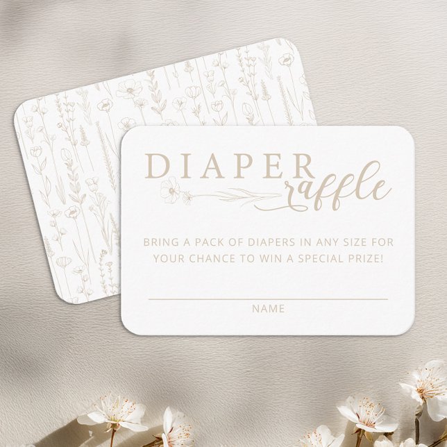 Elegant Taupe Neutral Baby Shower Diaper Raffle Enclosure Card (Diaper Raffle Card)