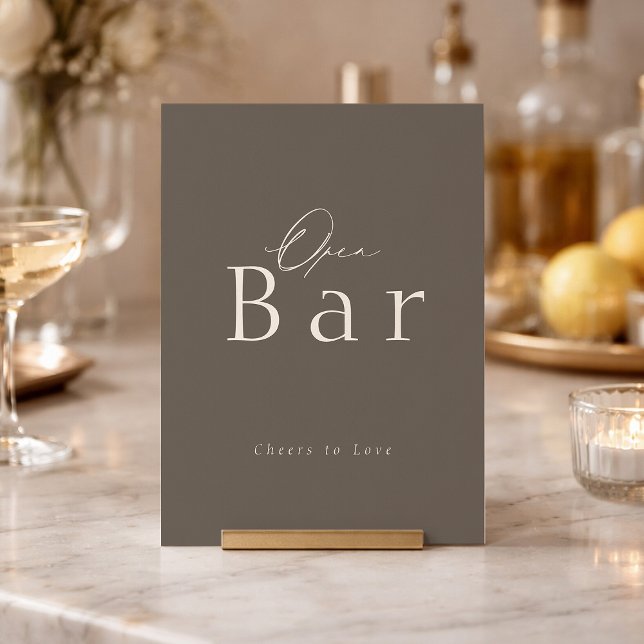 Elegant Taupe Open Bar Wedding Sign  Invitation (Creator Uploaded)