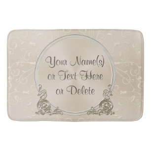 Elegant Taupe Personalized Bath Mat with YOUR TEXT