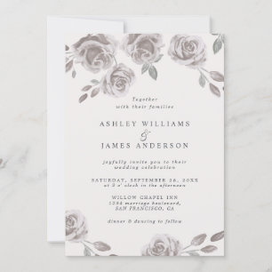 Elegant Taupe Rose Blush Watercolor Invitation