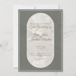 Elegant Taupe Stone Marble Green Wedding Invitation