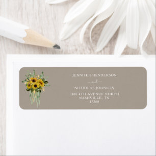 Elegant Taupe Sunflowers Wedding Address
