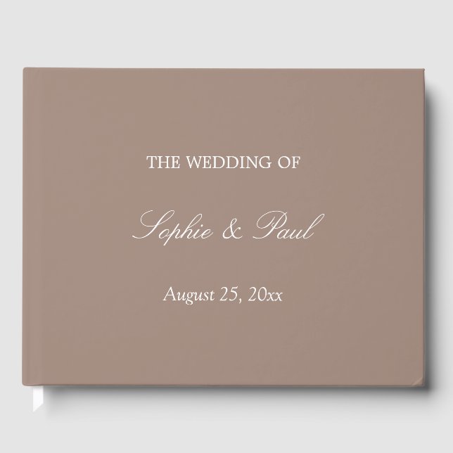 Elegant Taupe Wedding Guest Book (Front)