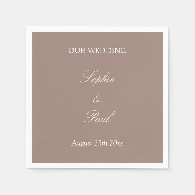 Elegant Taupe Wedding Napkins (Front)